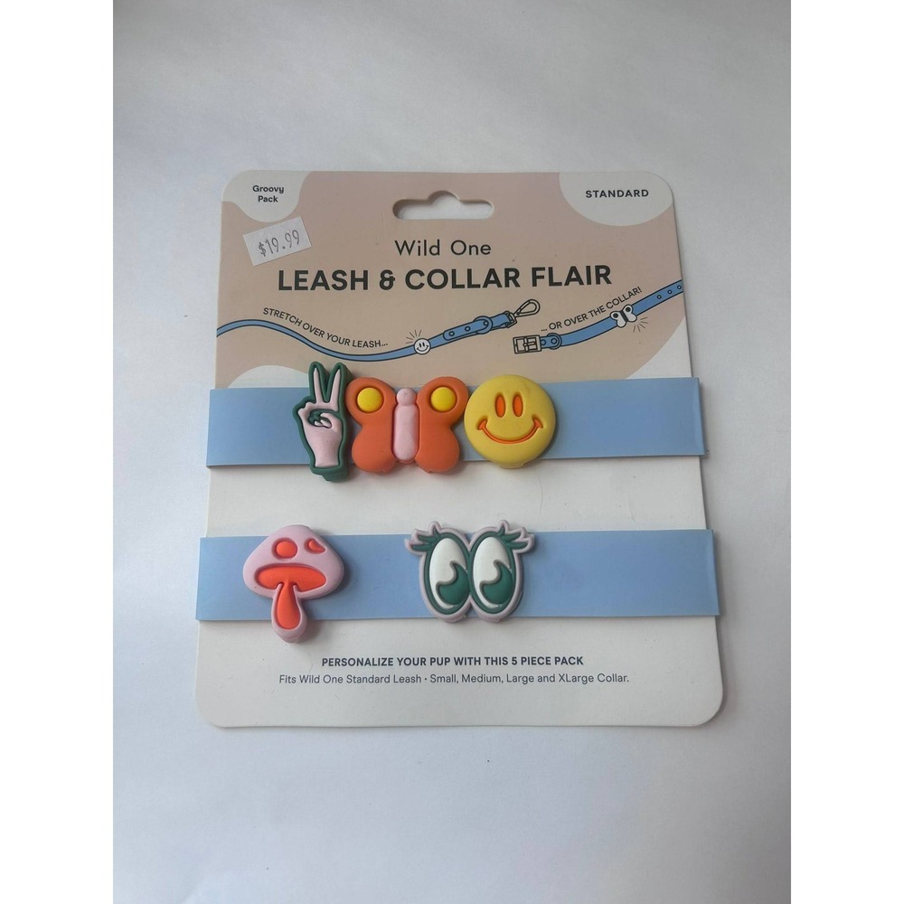 Wild One Leash & Collar Flair Groovy Pack 5 Piece Silicone Charms NEW